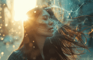 Mujer en entorno urbano con polución mostrando síntomas de estrés en el cuero cabelludo, concepto visual para diagnóstico capilar en farmacia